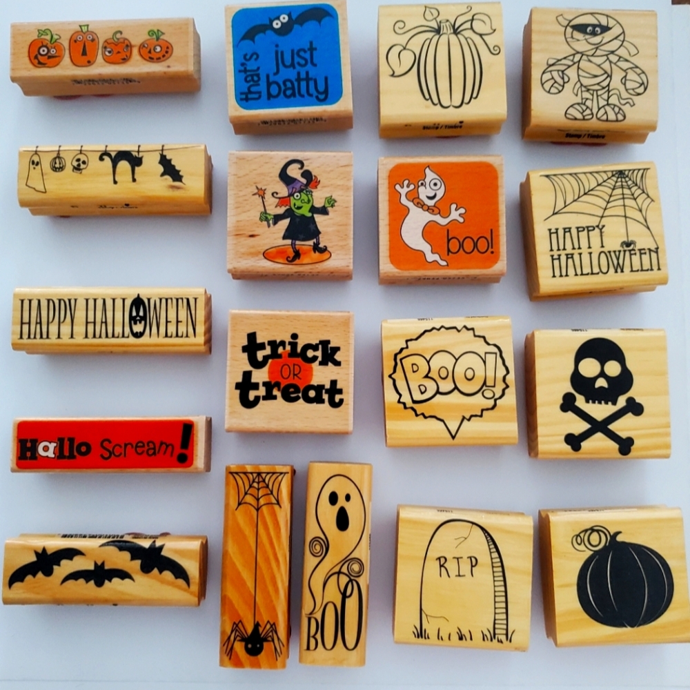 Set Of 18 Spooktacular Recollections & Studio G Halloween Mounted Rubber Stamps